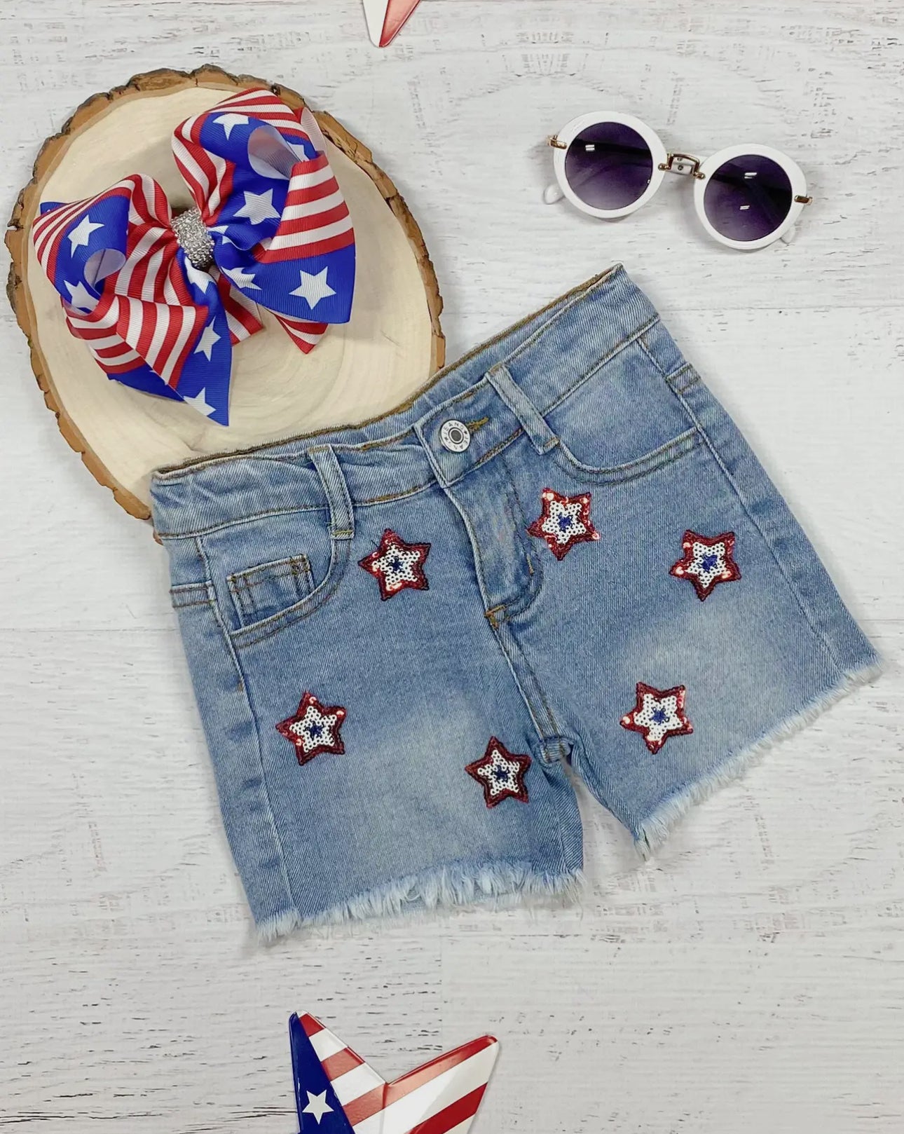 Girls Patriotic denim shorts