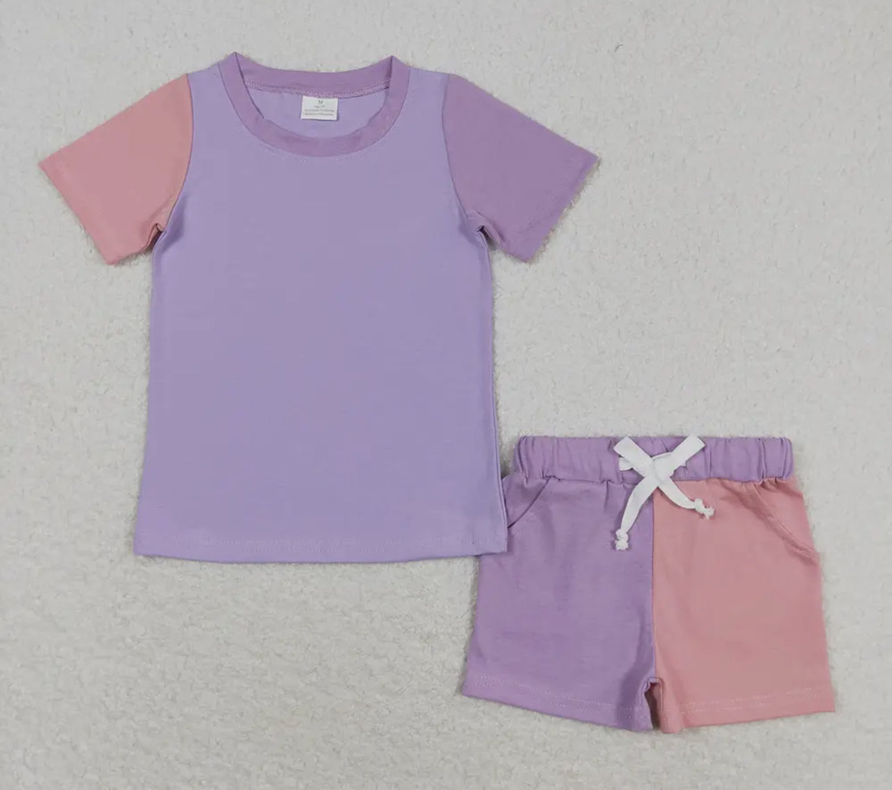 Girls Lavender colorblock shorts set