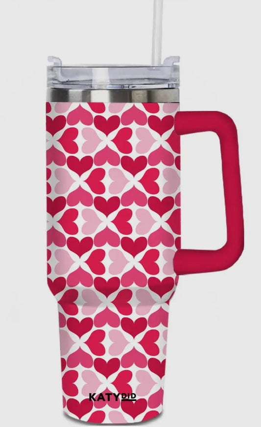 Pink hearts tumbler 40oz