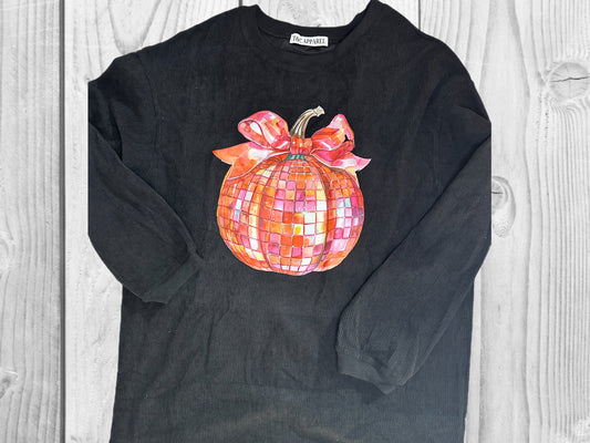 Disco pumpkin corded sweatshirt